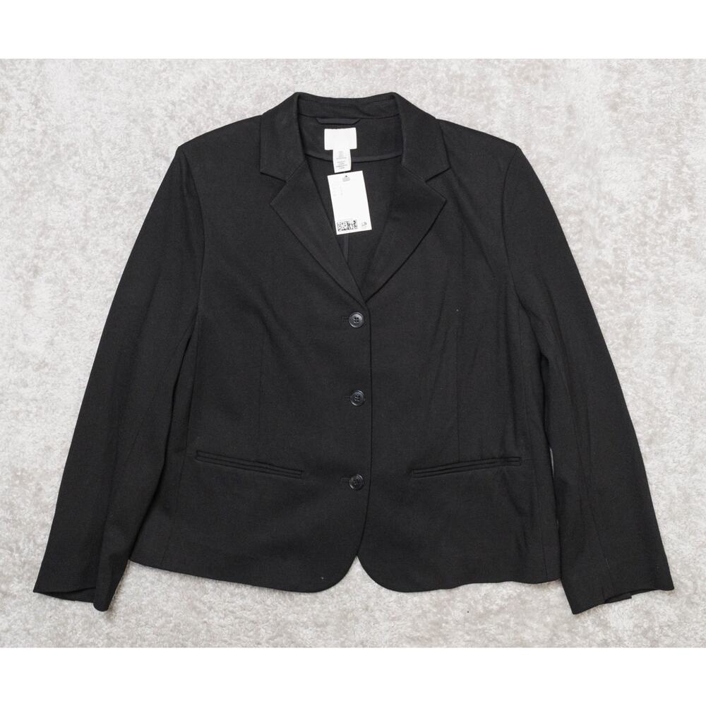 H&M Black Ponte Knit Cropped Blazer Womens Size L NWT